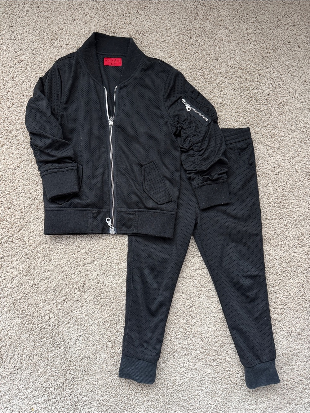 Haus of JR Kids Black Bomber Jacket & Jogger Set